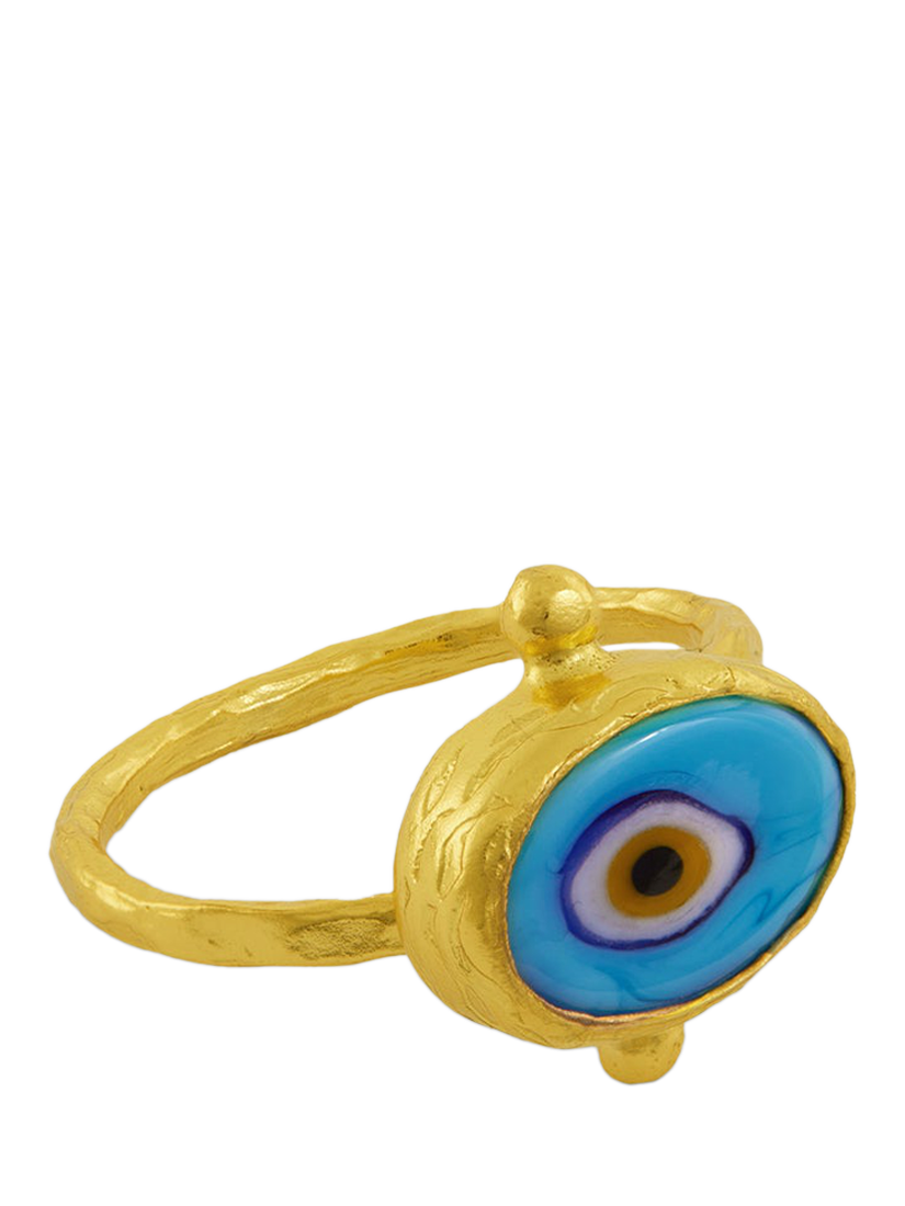 Product image 1 of 7, which shows Ottoman Hands Evil Eye Ring, Gold