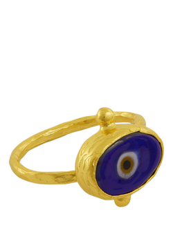 Ottoman Hands Navy Eye Ring, Gold, Gold