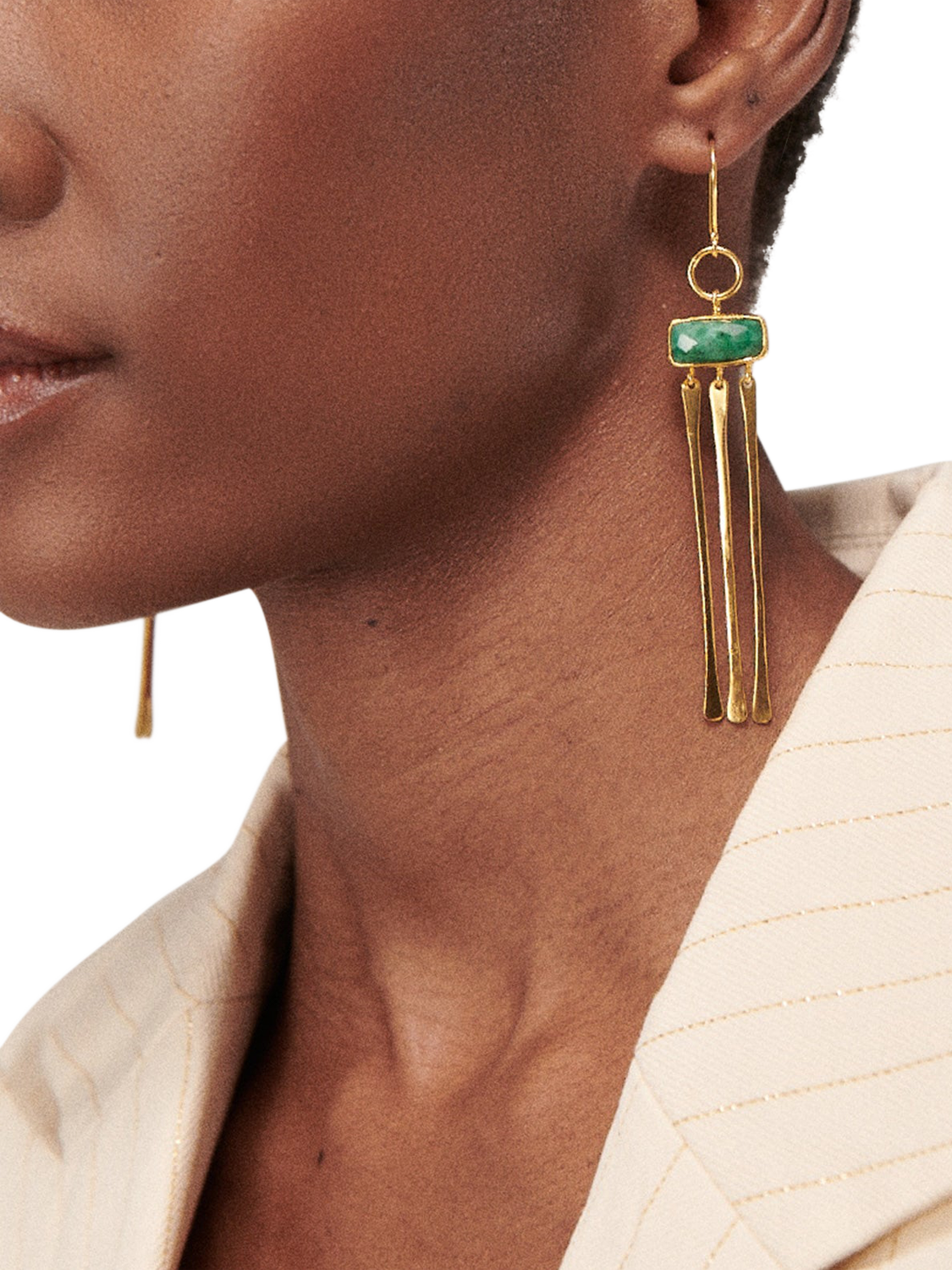 Product image 2 of 5, which shows Ottoman Hands Yasmin Emerald Drop Earrings, Gold