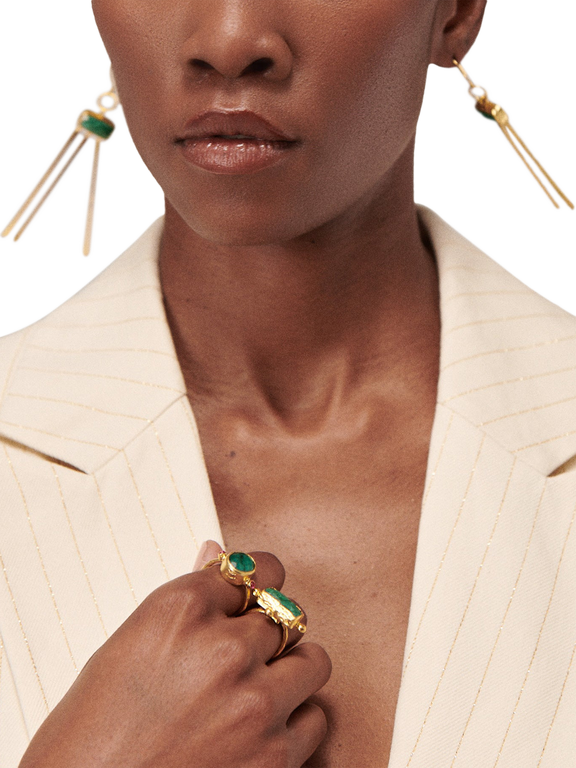 Product image 3 of 5, which shows Ottoman Hands Yasmin Emerald Drop Earrings, Gold