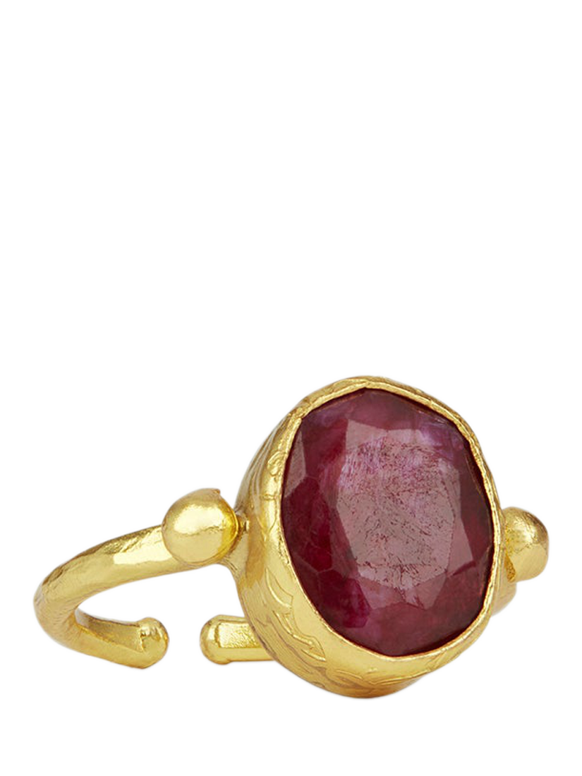 Product image 1 of 4, which shows Ottoman Hands Siena Ruby Ring, Gold, One Size