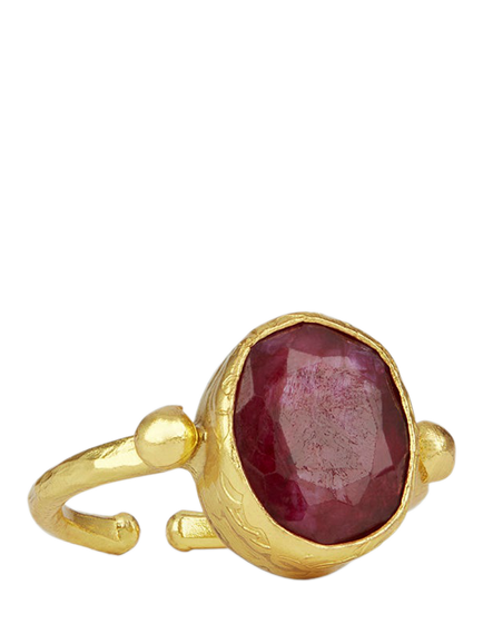 Ottoman Hands Siena Ruby Ring, Gold, Gold
