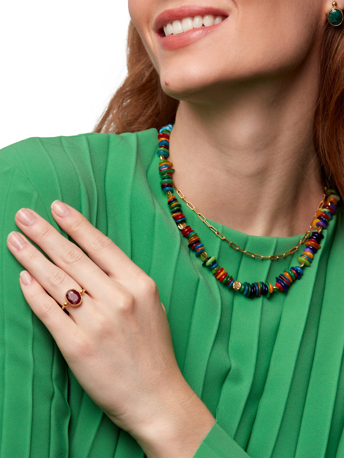 Product image 2 of 4, which shows Ottoman Hands Siena Ruby Ring, Gold, One Size