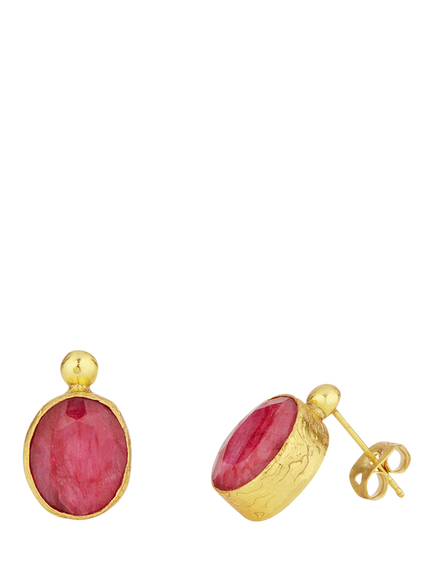 Ottoman Hands Siena Ruby Earrings, Gold, Gold