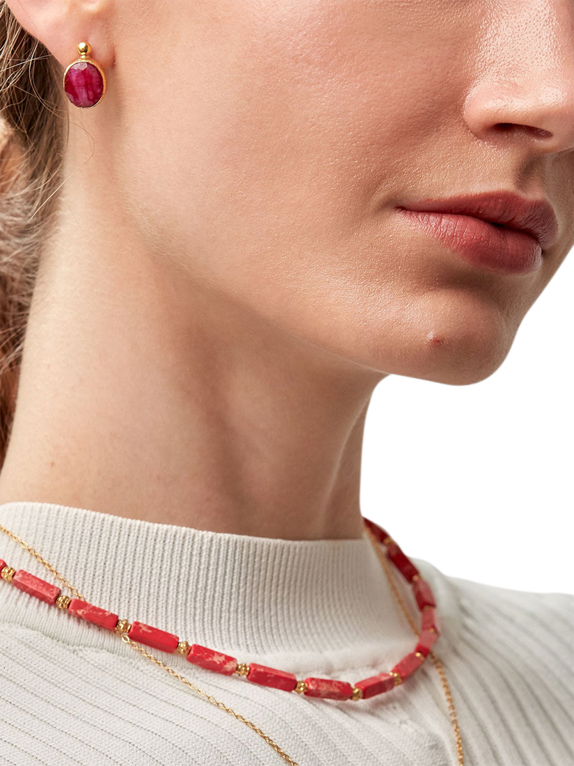 Product image 2 of 5, which shows Ottoman Hands Siena Ruby Earrings, Gold