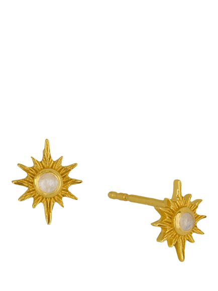 Ottoman Hands Moonstone Star Stud Earrings, Gold, Gold