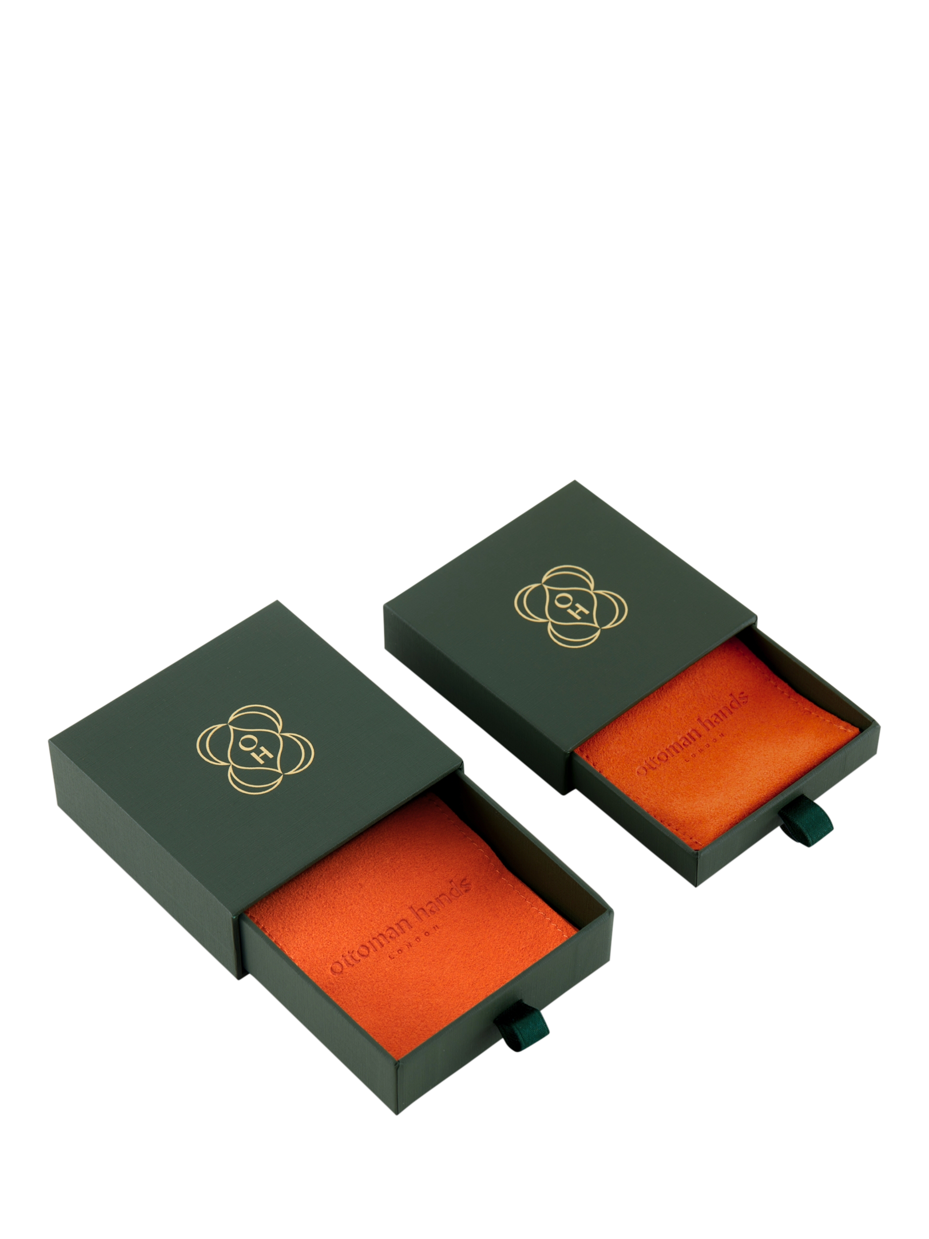 Product image 6 of 7, which shows Ottoman Hands Heart Huggie Earrings, Gold