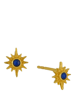 Ottoman Hands Lapis Star Stud Earrings, Gold, Gold