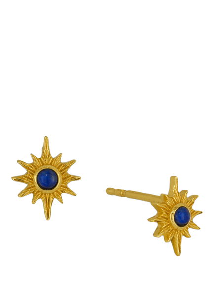 Ottoman Hands Lapis Star Stud Earrings, Gold, Gold