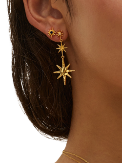 Ottoman Hands Lapis Star Stud Earrings, Gold - view 2, Gold