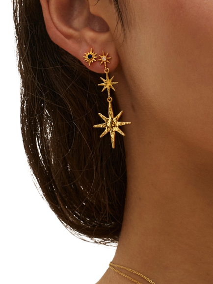 Ottoman Hands Lapis Star Stud Earrings, Gold - view 2, Gold