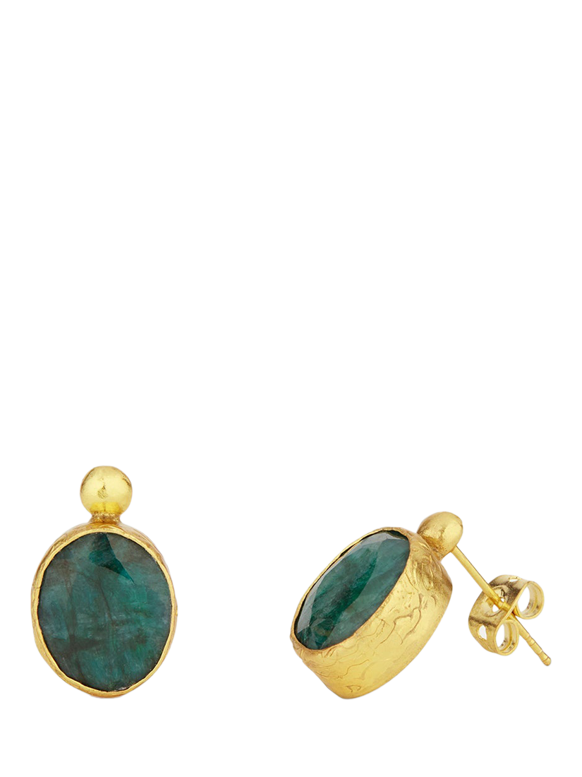 Product image 1 of 4, which shows Ottoman Hands Siena Emerald Earrings, Gold