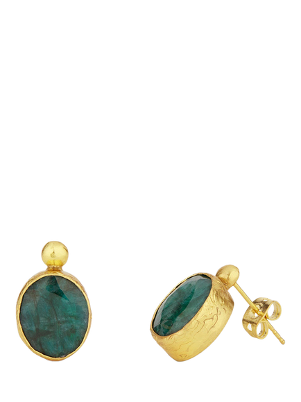 Ottoman Hands Siena Emerald Earrings, Gold, Gold