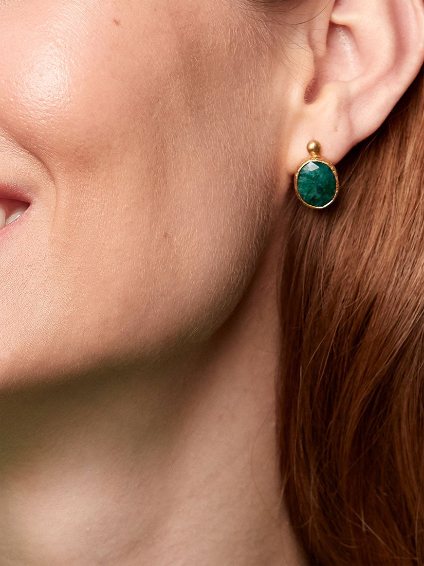 Product image 2 of 4, which shows Ottoman Hands Siena Emerald Earrings, Gold