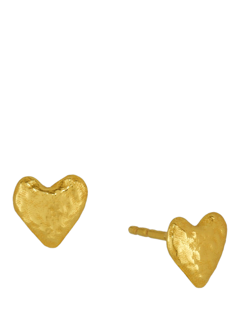 Product image 1 of 6, which shows Ottoman Hands Hammered Heart Stud Earrings, Gold
