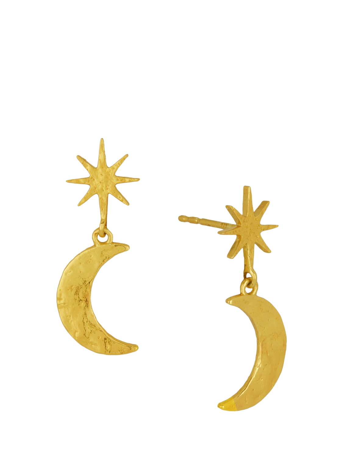 Product image 1 of 5, which shows Ottoman Hands Moon and Star Earrings, Gold