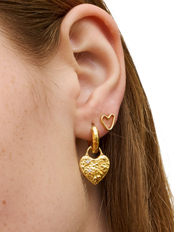 Ottoman Hands Heart Stud Earrings, Gold - view 2, Gold