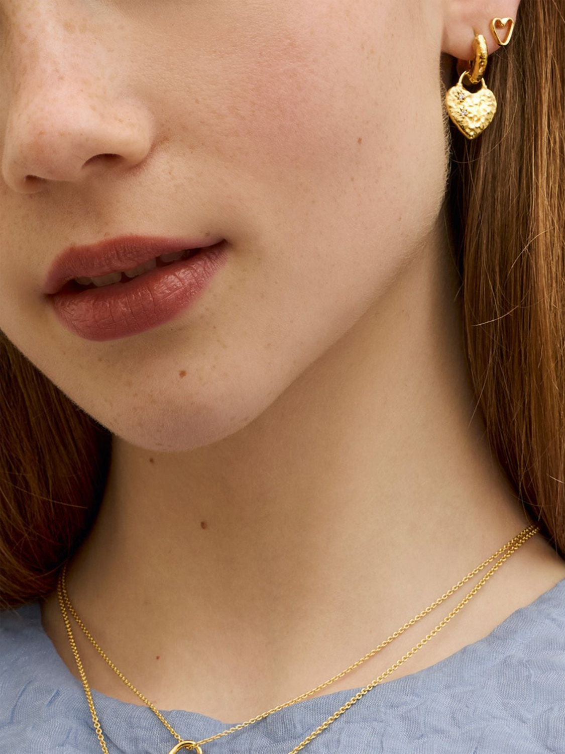 Product image 3 of 7, which shows Ottoman Hands Heart Stud Earrings, Gold