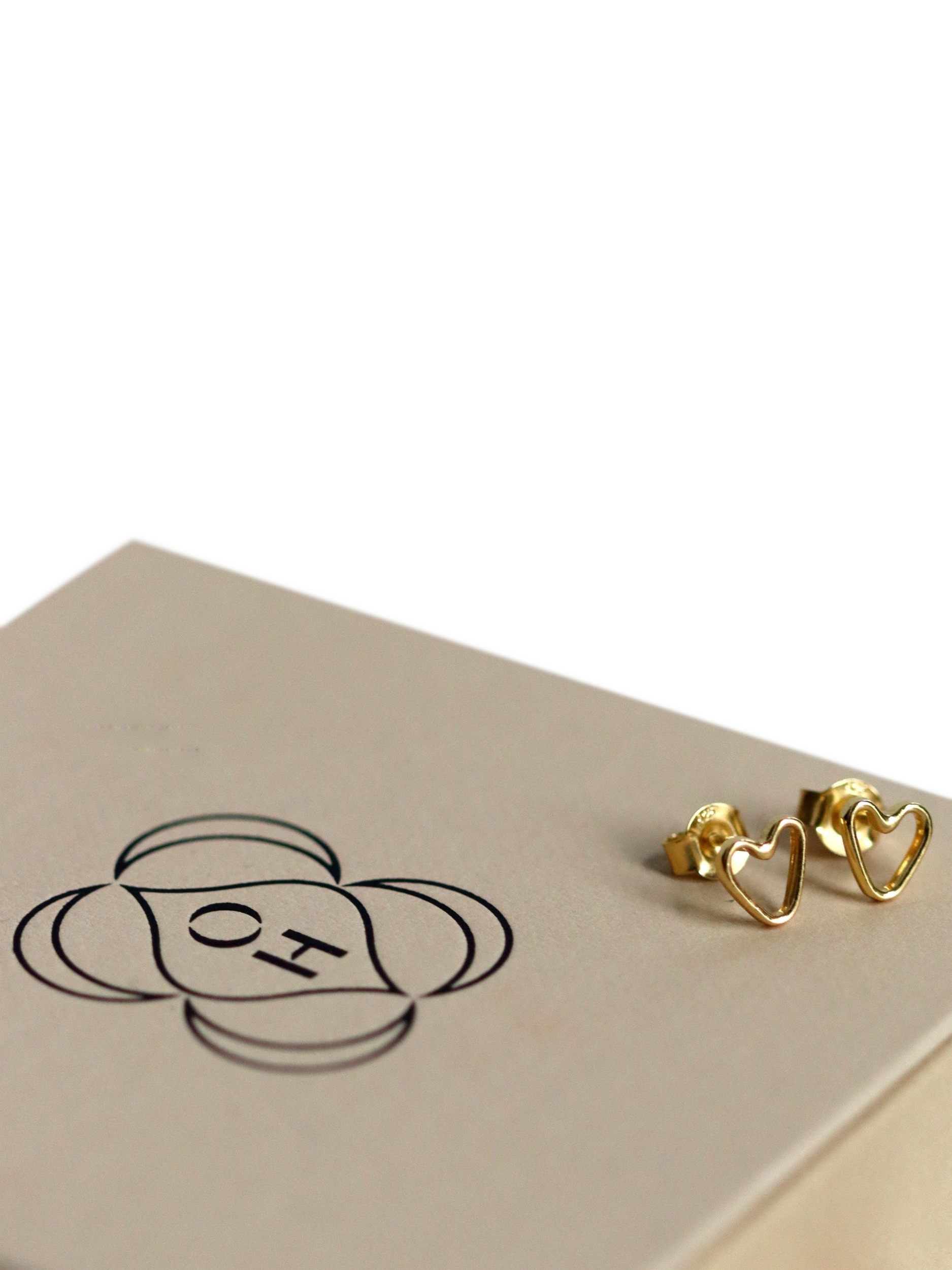Product image 4 of 7, which shows Ottoman Hands Heart Stud Earrings, Gold