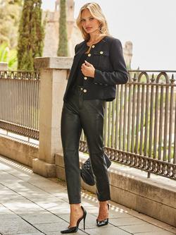 Sosandar Boucle Collarless Jacket, Black - view 2, Black