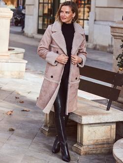 Sosandar Longline Collar Coat - view 2, Stone