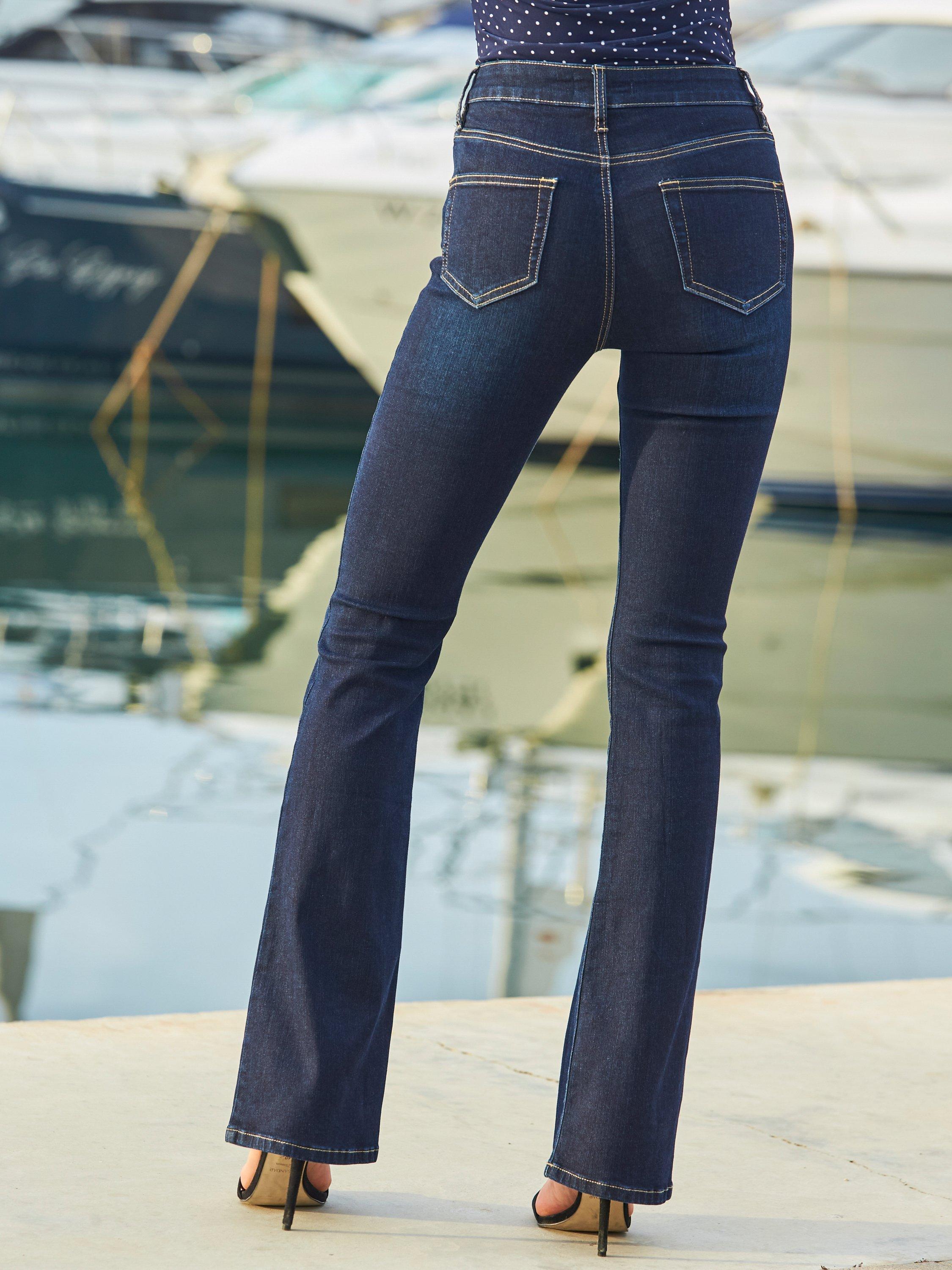 Product image 8 of 8, which shows Sosandar High Rise Kick Flare Jeans, Dark Indigo, 10R