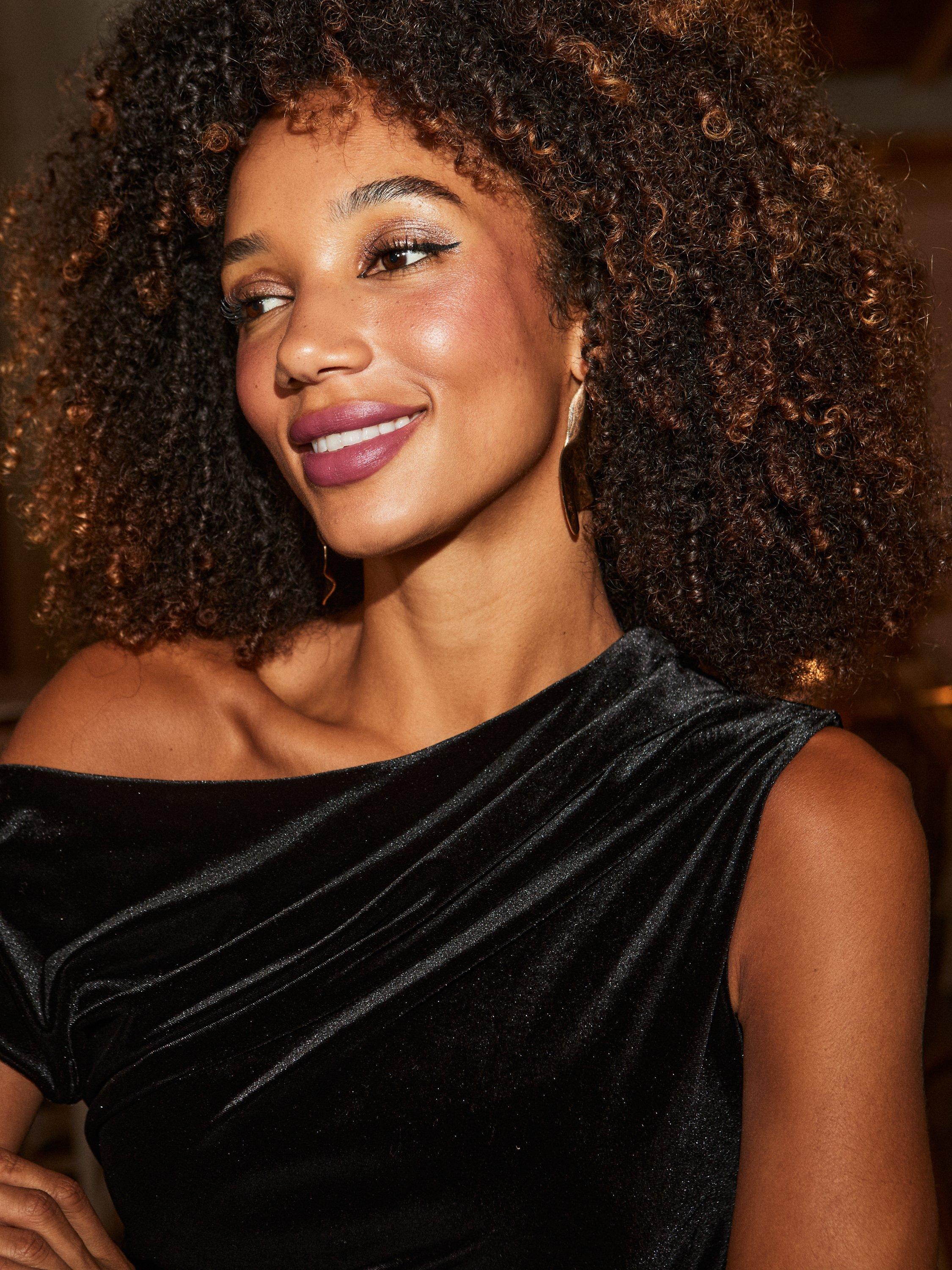 Product image 6 of 7, which shows Sosandar Off Shoulder Velvet Top, Black, 16