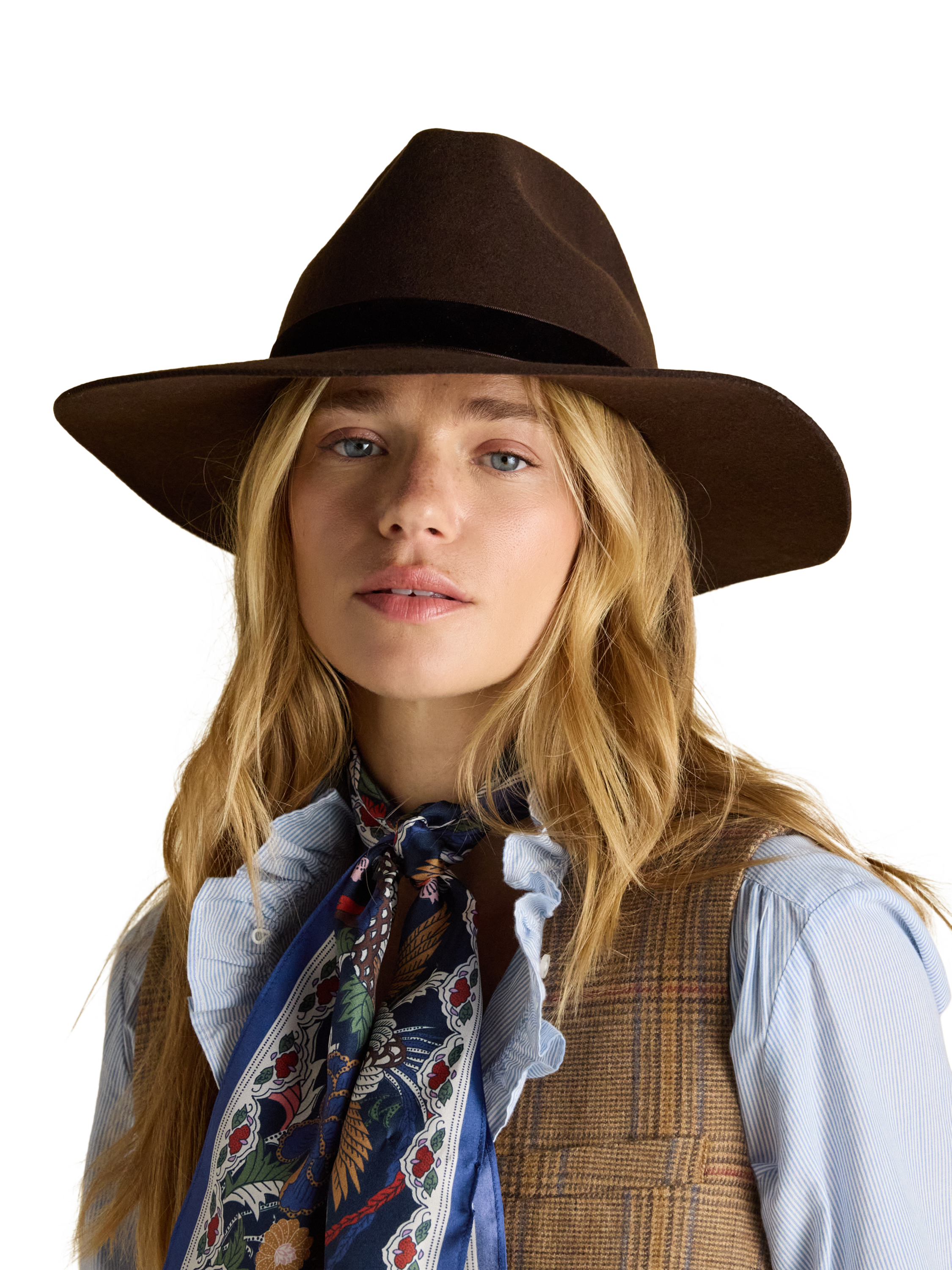 Product image 2 of 7, which shows Joules Pure Wool Fedora Hat, Brown, S