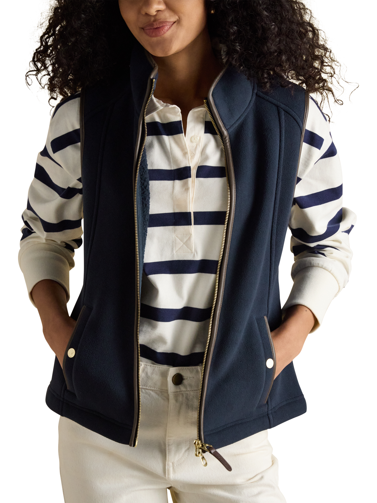 Product image 3 of 9, which shows Joules Heritage Fleece Gilet, Navy, 6