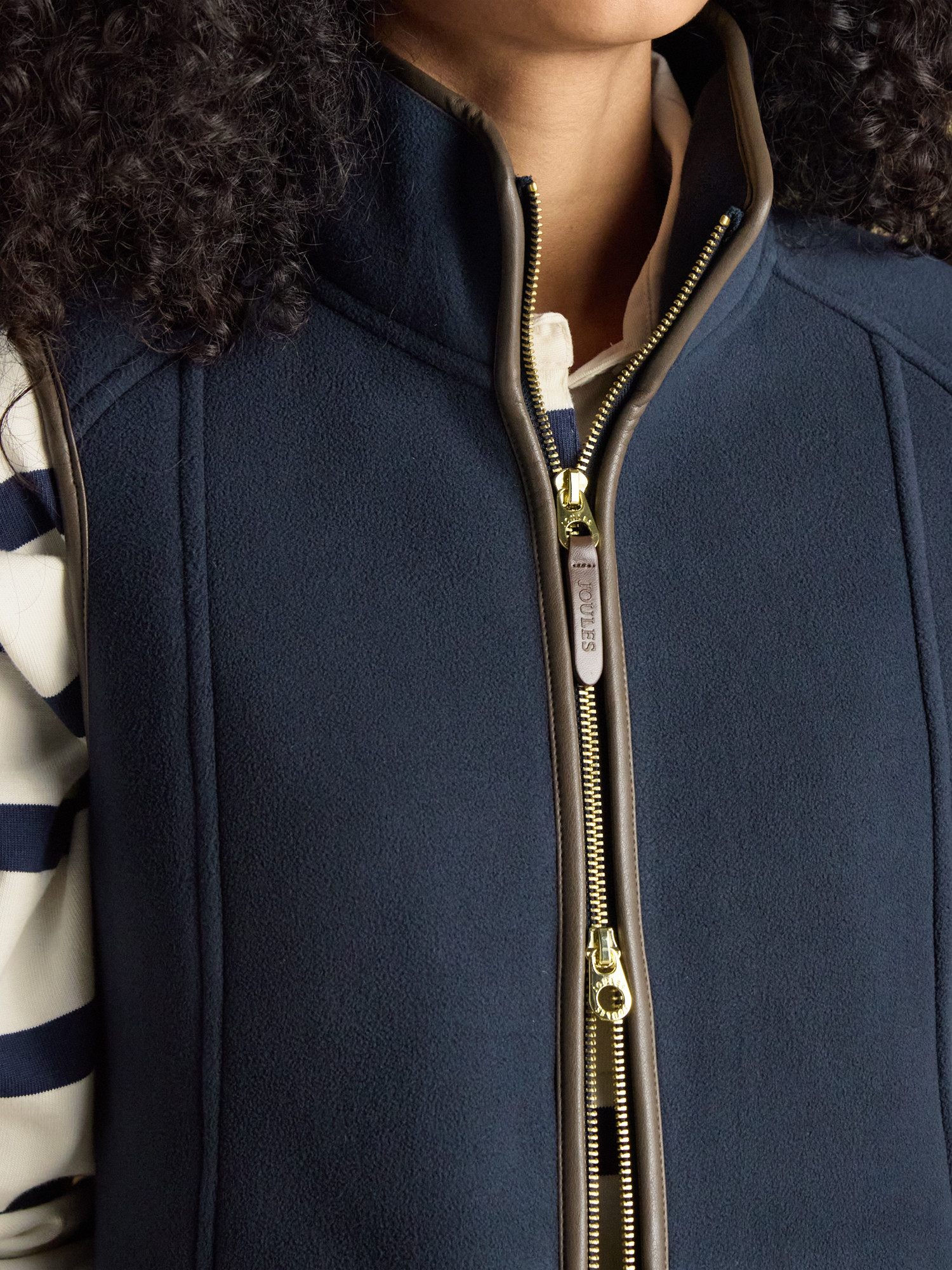 Product image 4 of 9, which shows Joules Heritage Fleece Gilet, Navy, 6