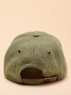 Joules Perry Tweed Baseball Cap, Green Mid - view 2, Green Mid
