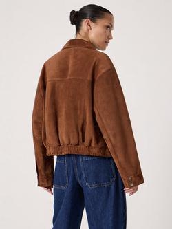 HUSH Bomber Suede Jacket, Toffee Brown - view 2, Toffee Brown