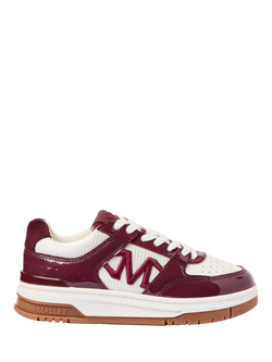 Mallet Clayton Leather Blend Lace Up Trainers, White Red, White Red