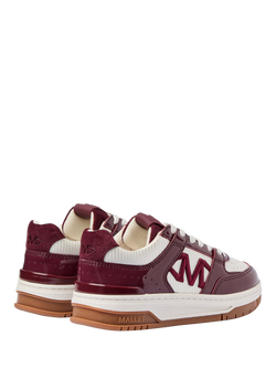 Mallet Clayton Leather Blend Lace Up Trainers, White Red - view 2, White Red