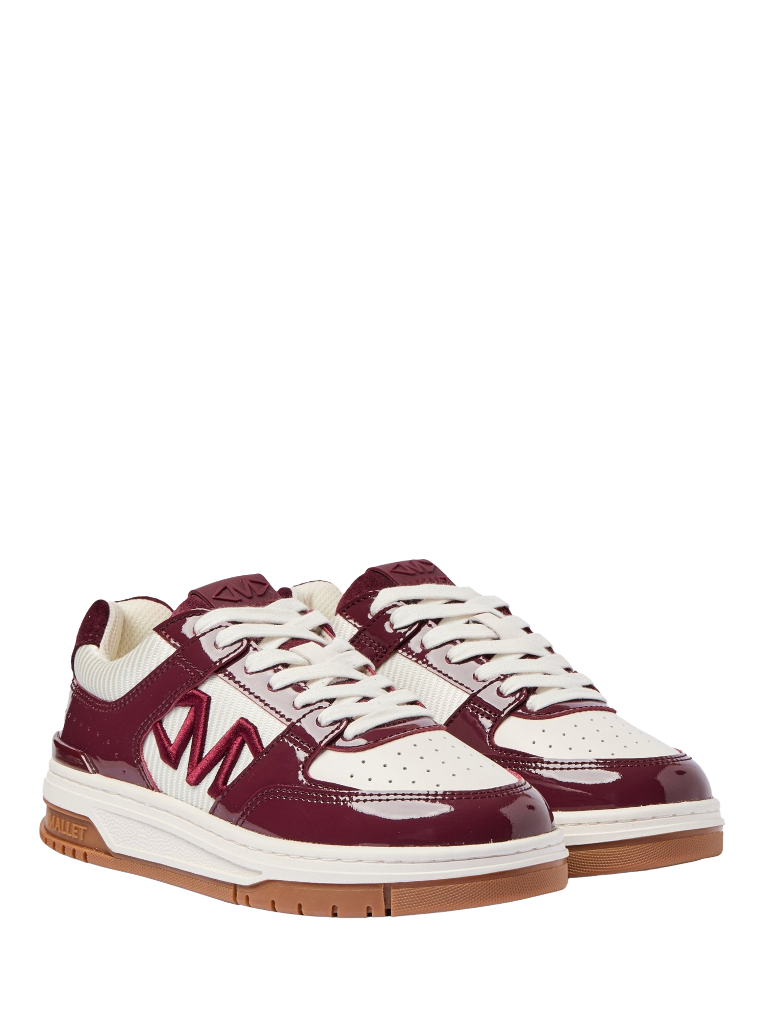 Product image 3 of 5, which shows Mallet Clayton Leather Blend Lace Up Trainers, White Red, 4