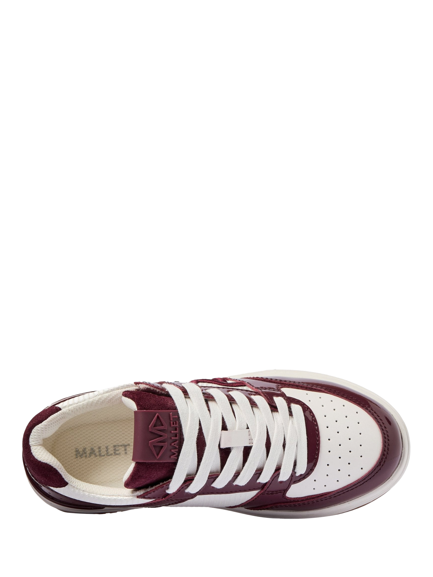 Product image 4 of 5, which shows Mallet Clayton Leather Blend Lace Up Trainers, White Red, 4