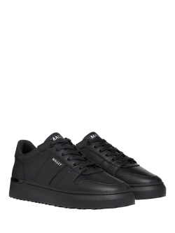 Mallet Hoxton Lite Leather Lace-Up Trainers, Black - view 2, Black