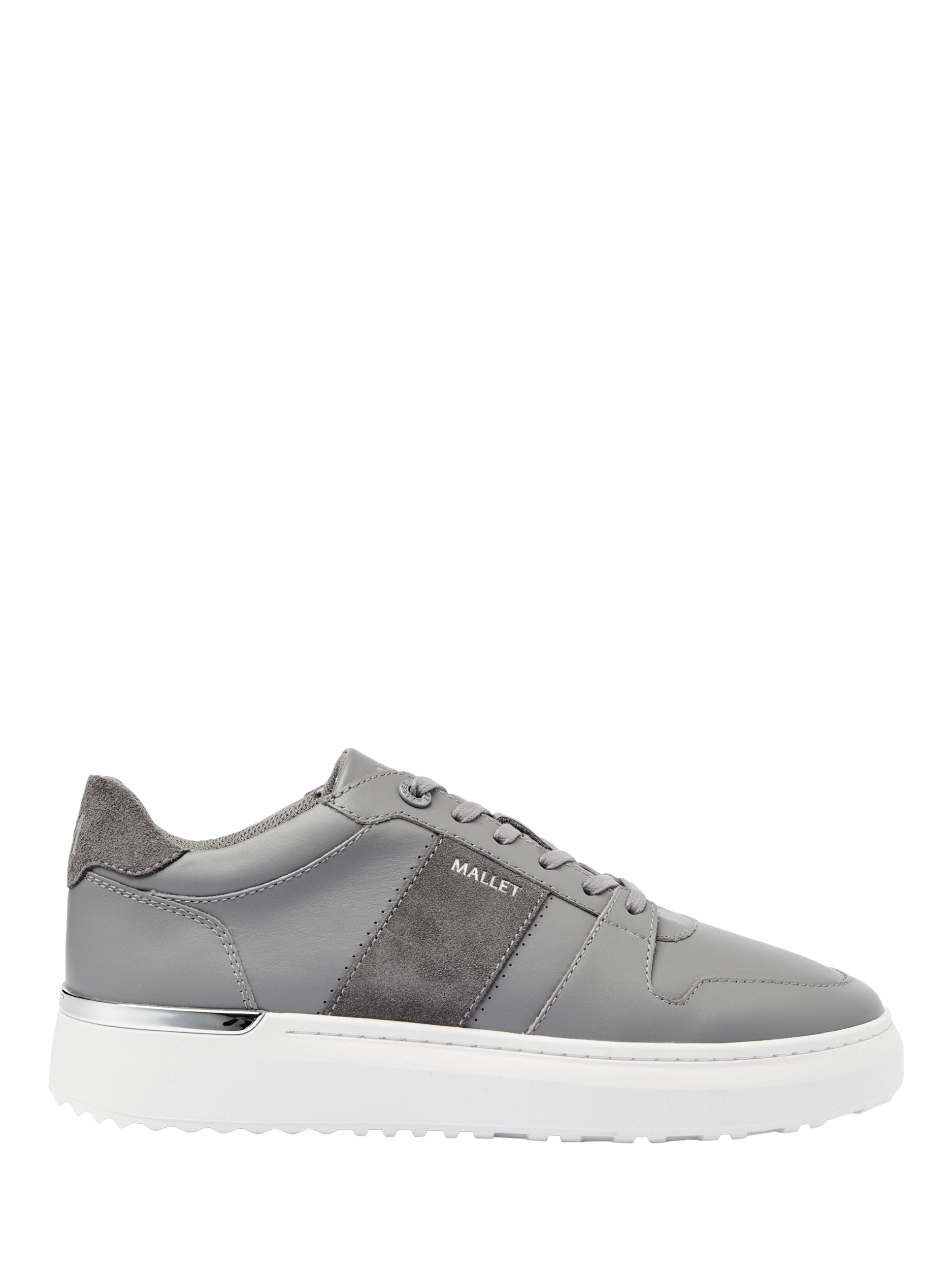 Product image 1 of 5, which shows Mallet Hoxton Lite Leather Lace-Up Trainers, Grey, 12