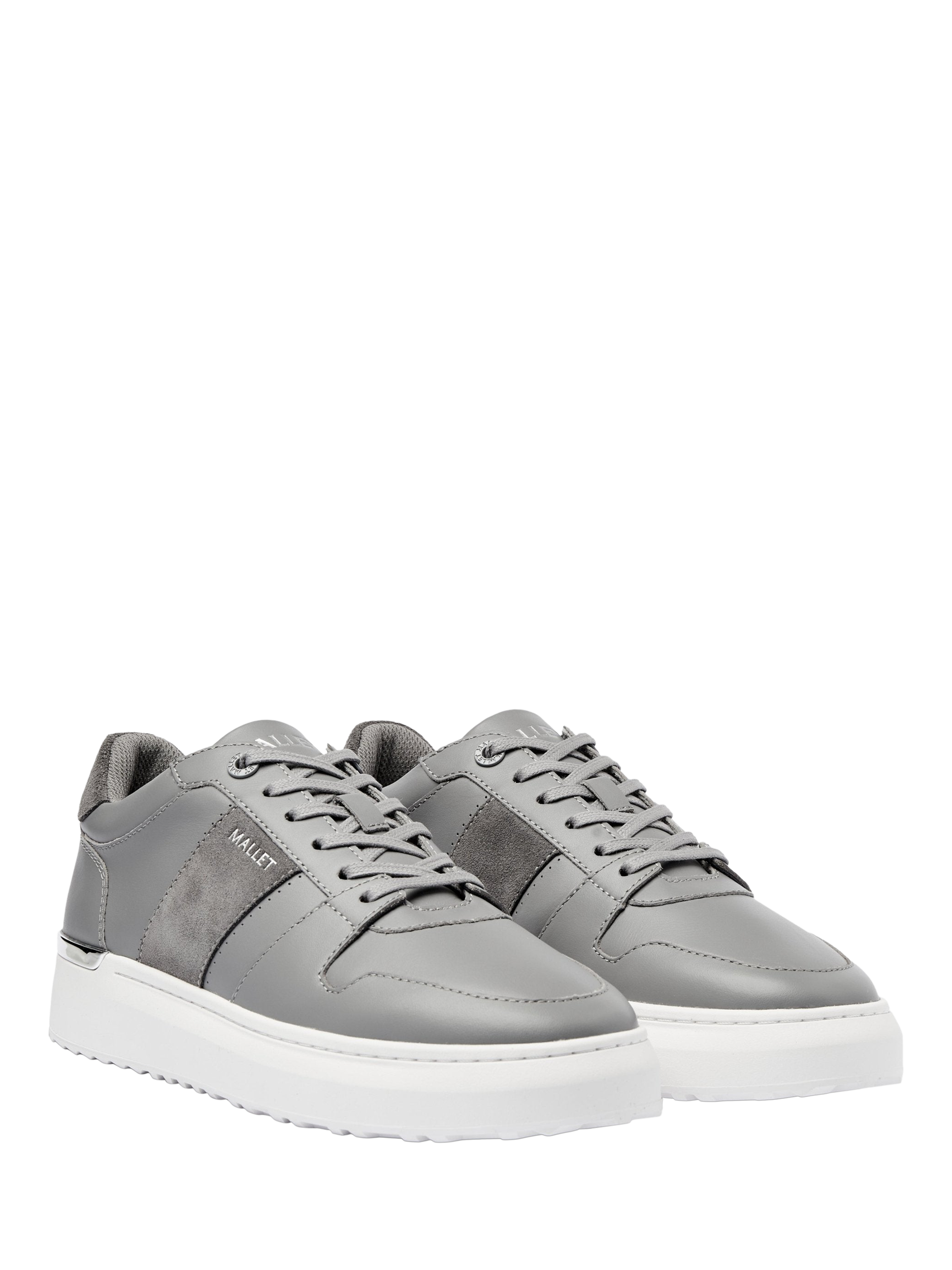 Product image 2 of 5, which shows Mallet Hoxton Lite Leather Lace-Up Trainers, Grey, 12