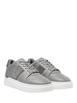 Mallet Hoxton Lite Leather Lace-Up Trainers, Grey - view 2, Grey