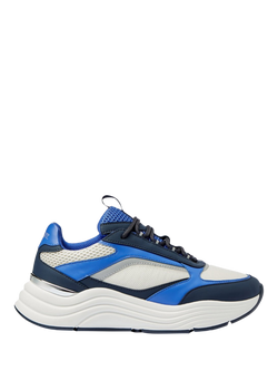 Mallet Cyrus 2.0 Leather Lace-Up Trainers, White/Blue, White Blue