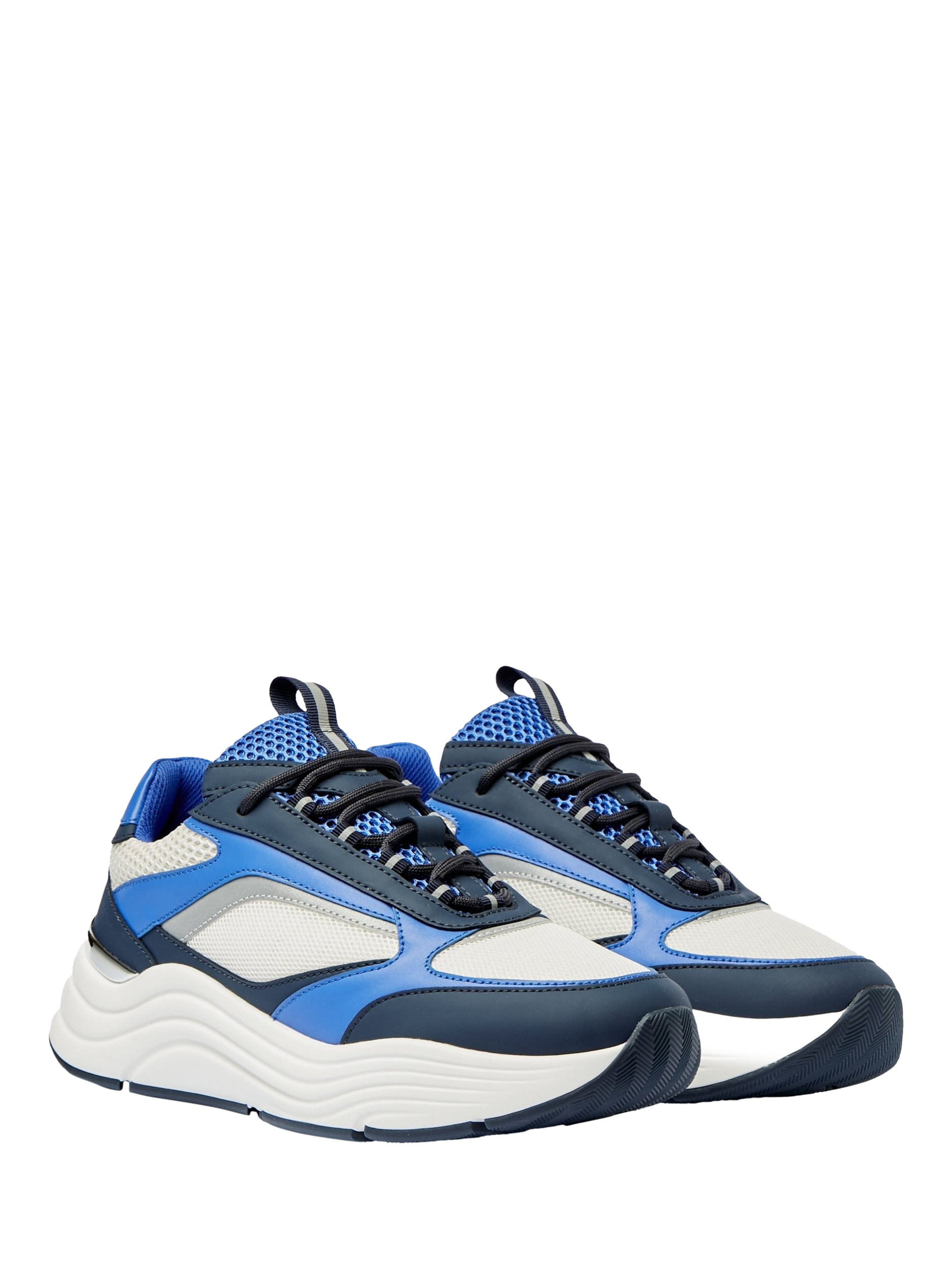 Product image 2 of 4, which shows Mallet Cyrus 2.0 Leather Lace-Up Trainers, White Blue, 8