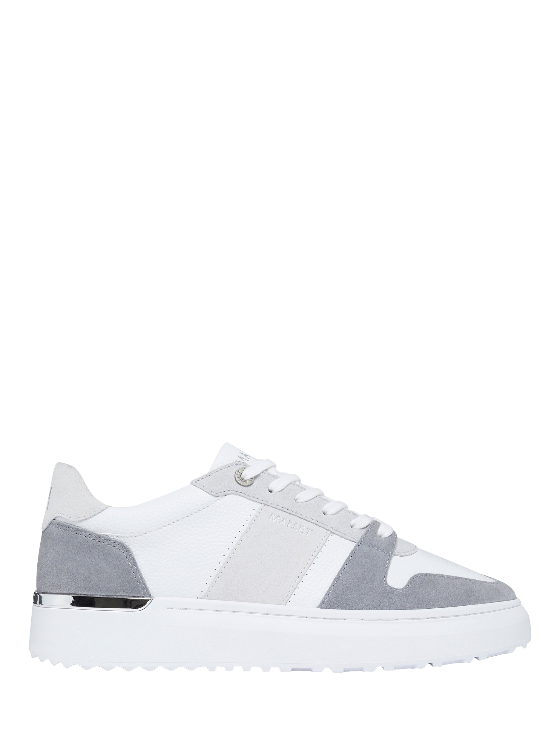 Product image 1 of 5, which shows Mallet Hoxton Lite Lace-Up Trainers, White Grey, 8
