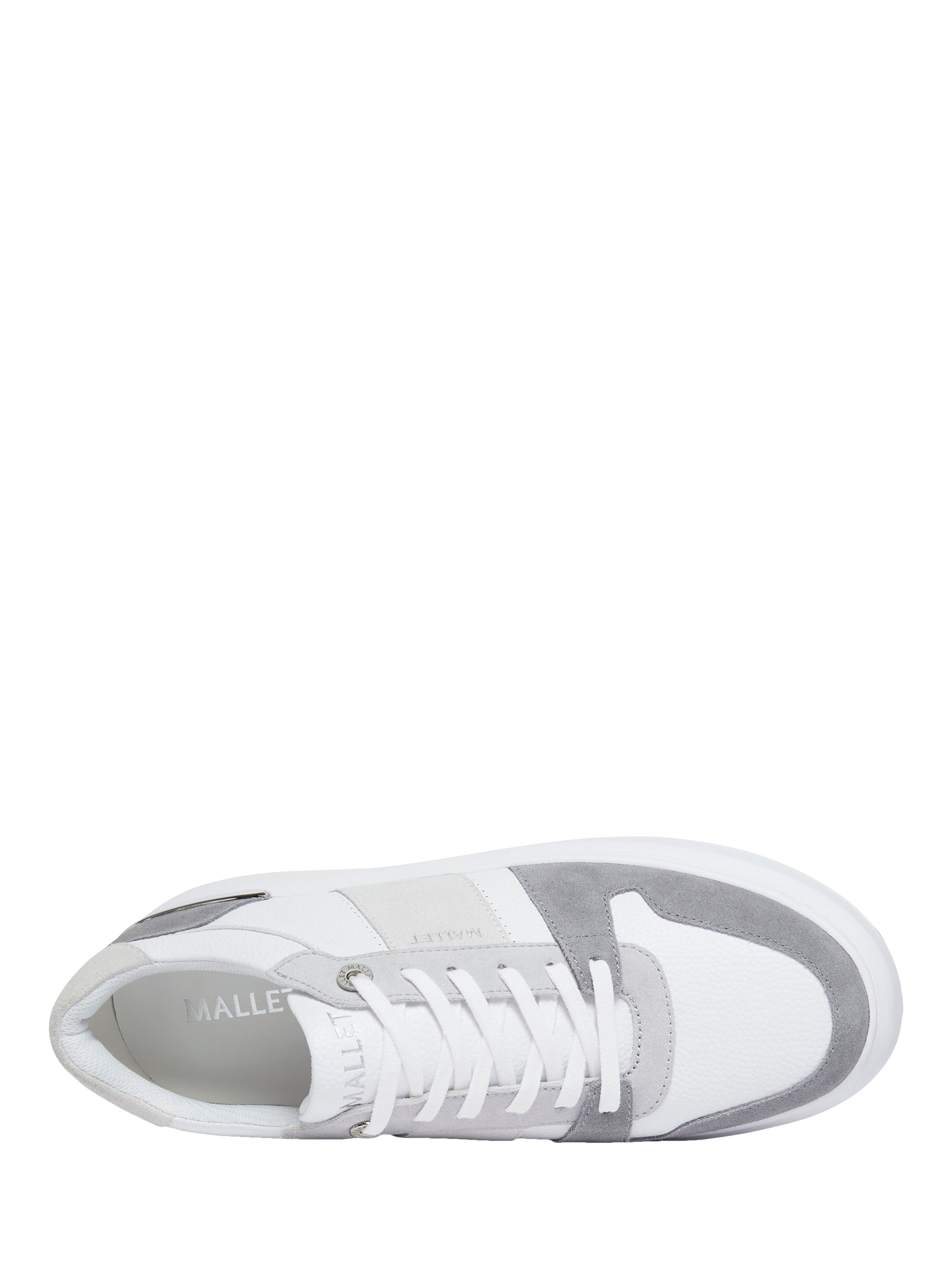 Product image 4 of 5, which shows Mallet Hoxton Lite Lace-Up Trainers, White Grey, 8