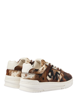 Mallet Clayton Leather Fashion Trainers, White Black - view 2, White Black