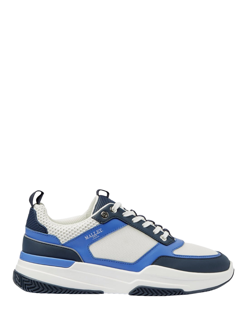 Product image 1 of 5, which shows Mallet Radnor Leather Lace-Up Trainers, White Blue, 6