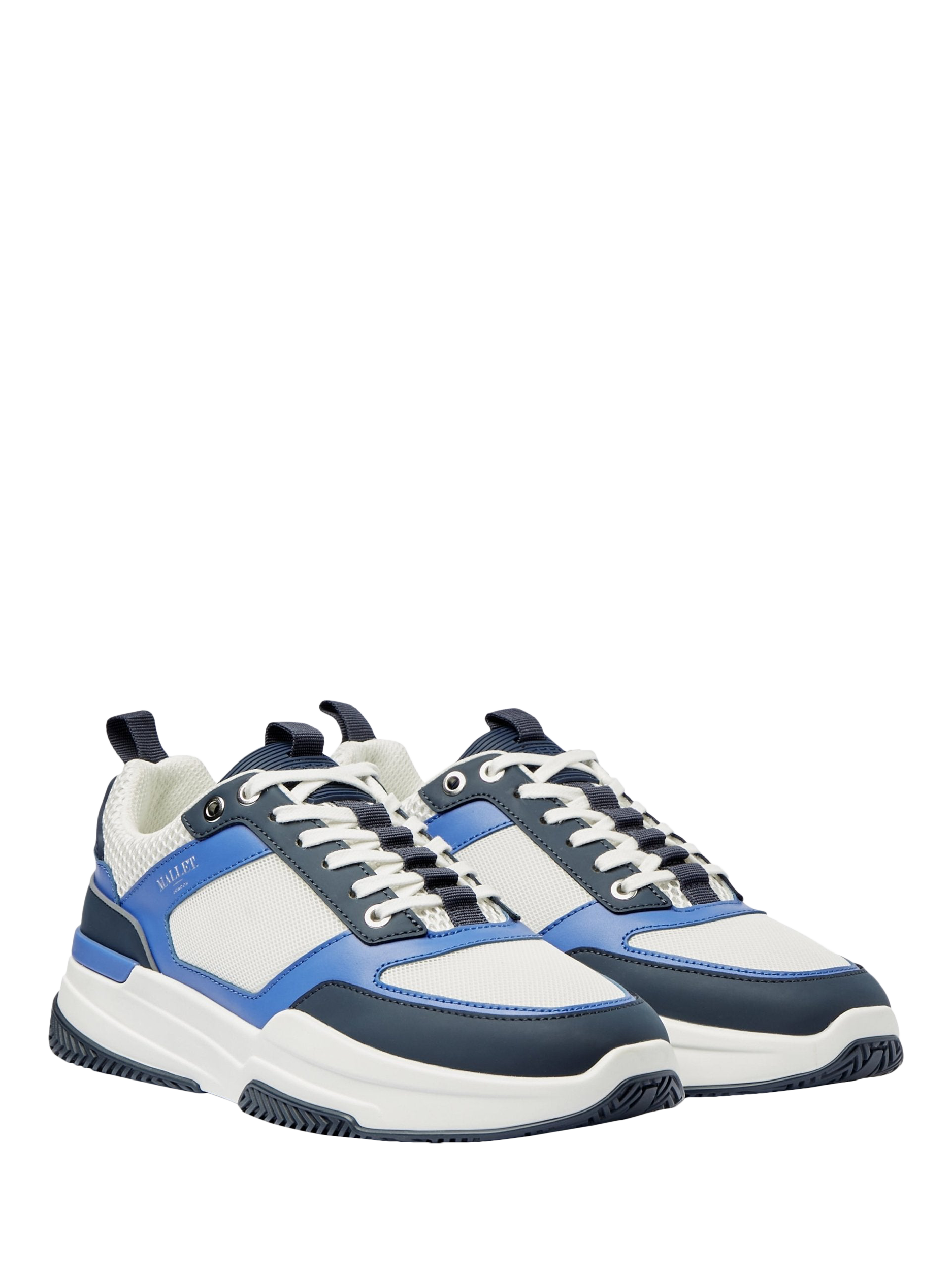 Product image 2 of 5, which shows Mallet Radnor Leather Lace-Up Trainers, White Blue, 6