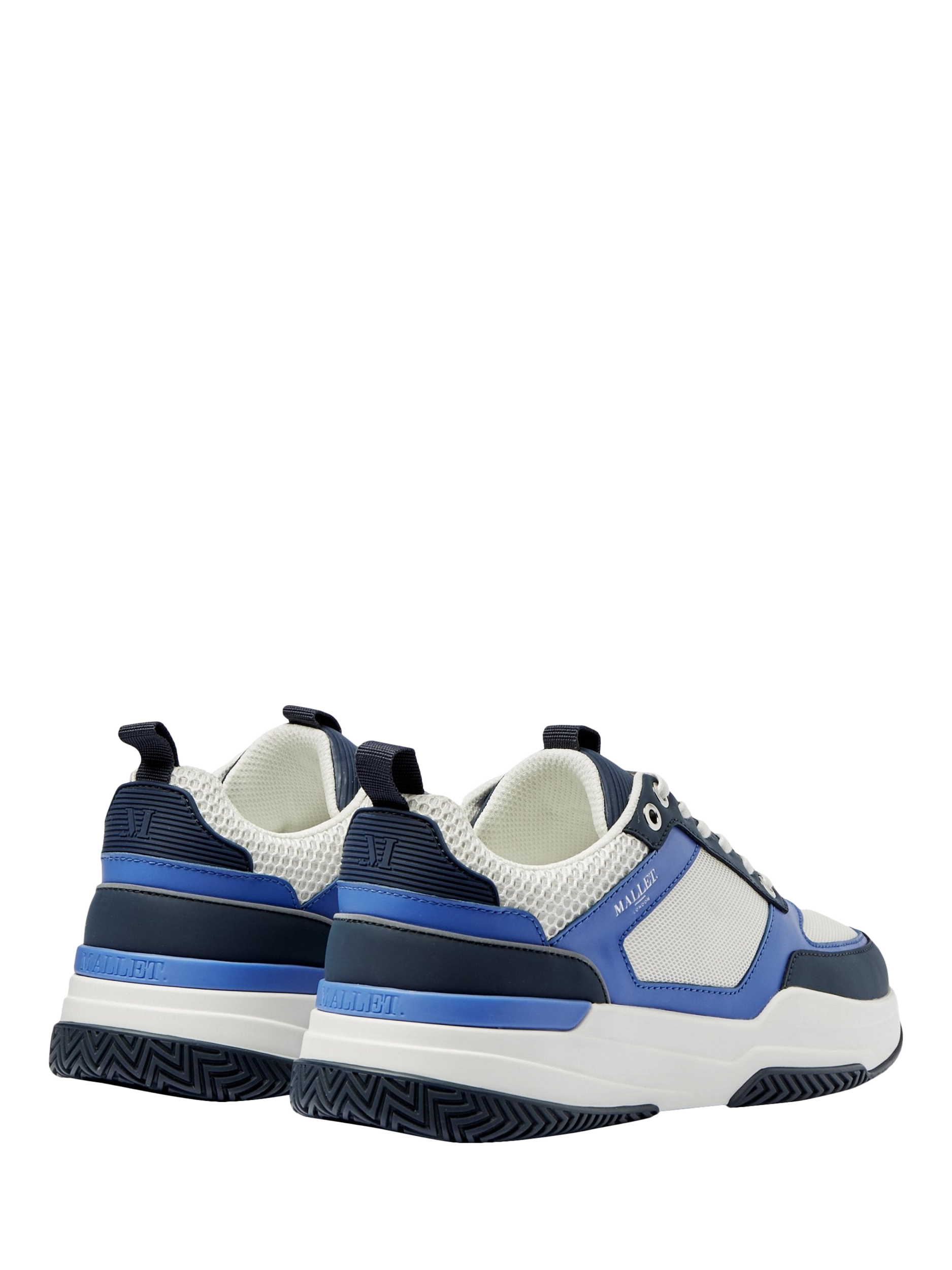 Product image 3 of 5, which shows Mallet Radnor Leather Lace-Up Trainers, White Blue, 6