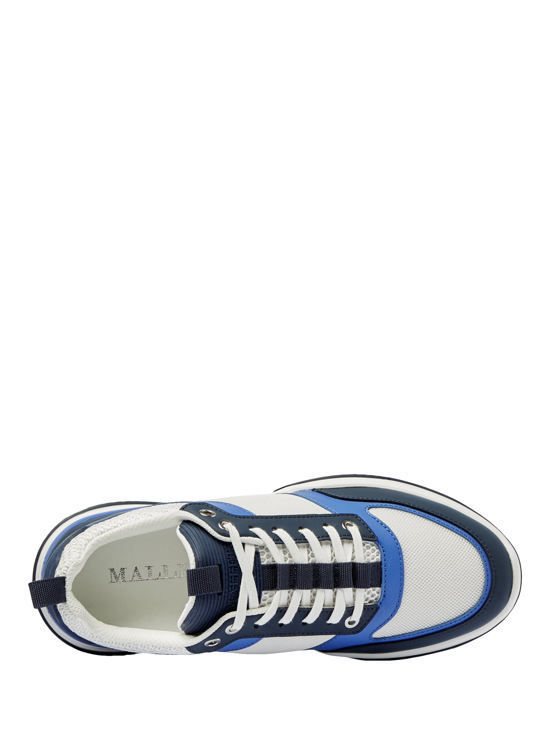 Product image 4 of 5, which shows Mallet Radnor Leather Lace-Up Trainers, White Blue, 6