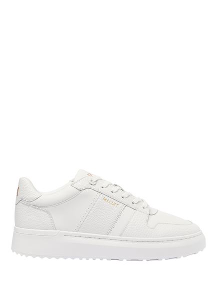 Mallet Hoxton Lite Leather Lace-Up Trainers, White, White